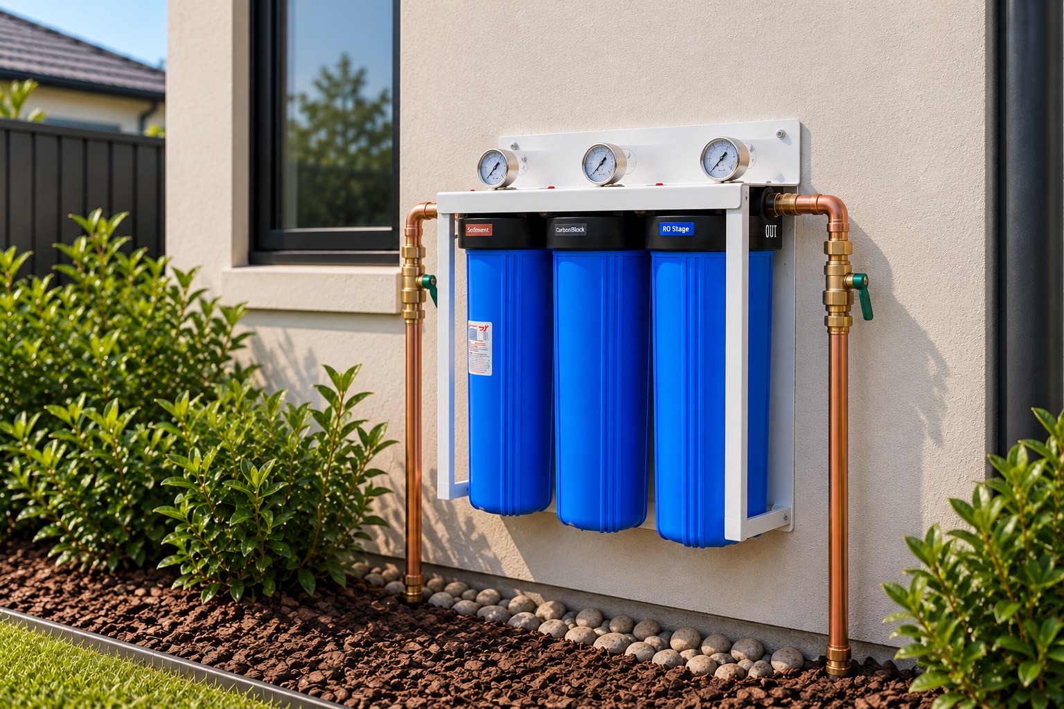 Illustration of an outdoor water filtration system